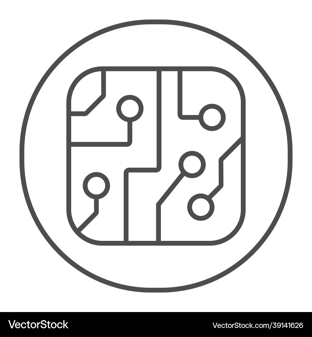 Pcb layout in circle thin line icon electronics Pcb layout in circle thin line icon electronics vector image