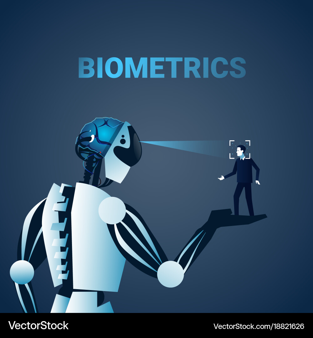 Robot Biometric Scanning Security vector image