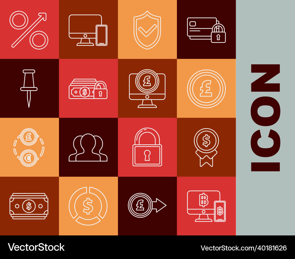 Set line computer monitor with mobile phone Set line computer monitor with mobile phone vector image
