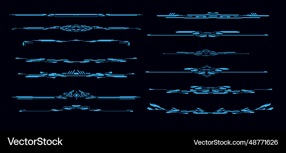 Set of hud futuristic header and footer interface Set of hud futuristic header and footer interface vector image