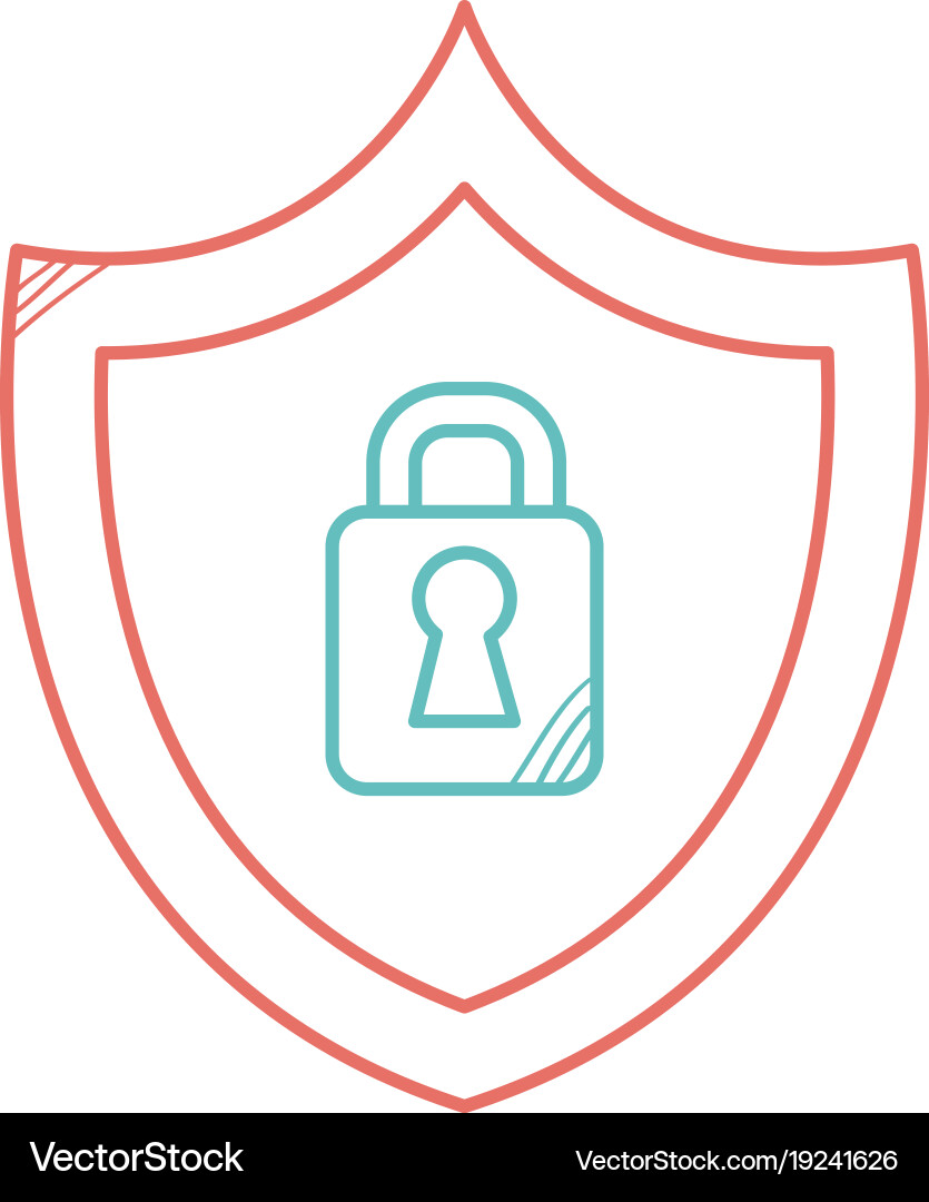Shield with safe secure padlock vector image
