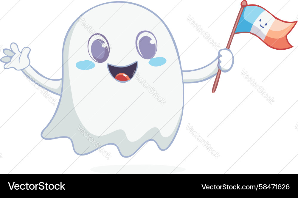 Smiling Ghost with Flag Vector Image