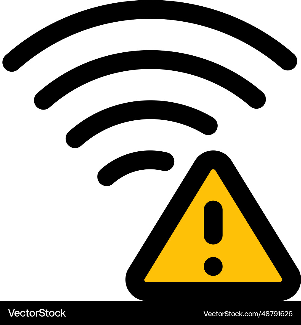 Warning feature enabled in wireless internet vector image