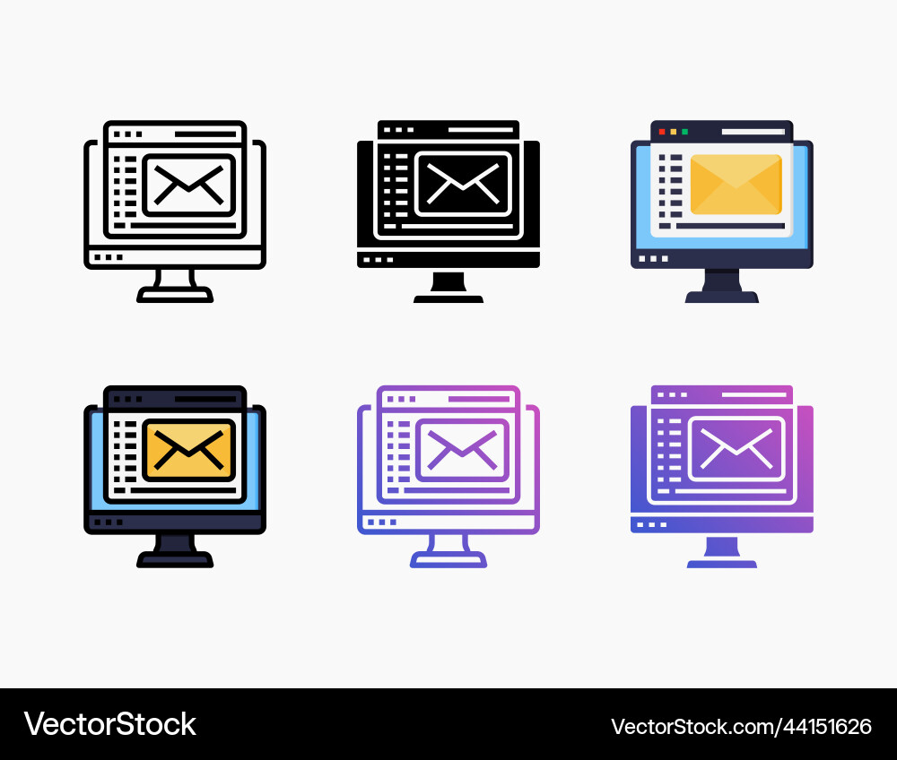 Web mail icon set with different styles Web mail icon set with different styles Vector Image