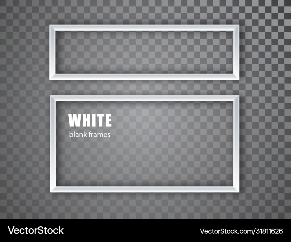 White realistic empty picture frame on transparent Vector Image