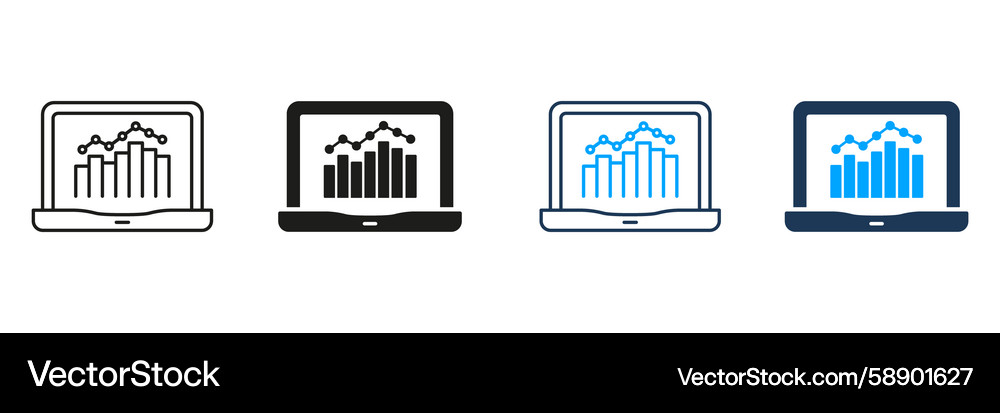 Data Analysis Icons - Charts & Graphs Vector Image