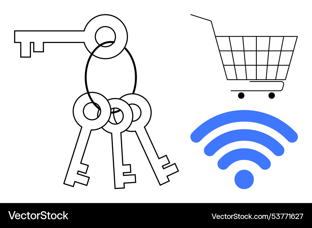 Digital security and e-commerce symbol with keys Digital security and e-commerce symbol with keys vector image