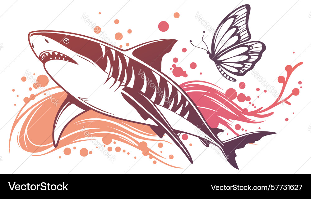 Dynamic shark leaping with splashing water design Vector Image