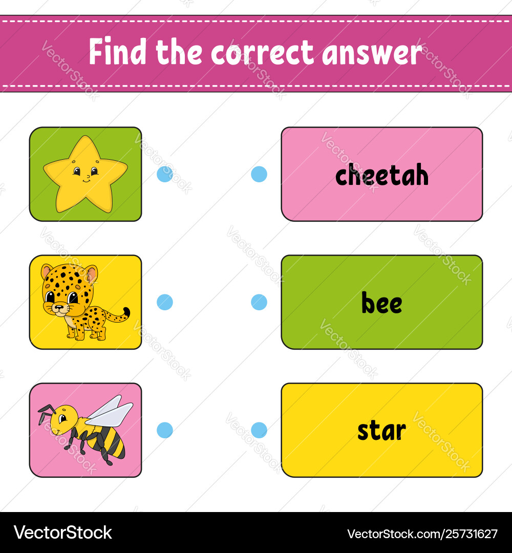 Find correct answer draw a line learning Find correct answer draw a line learning vector image