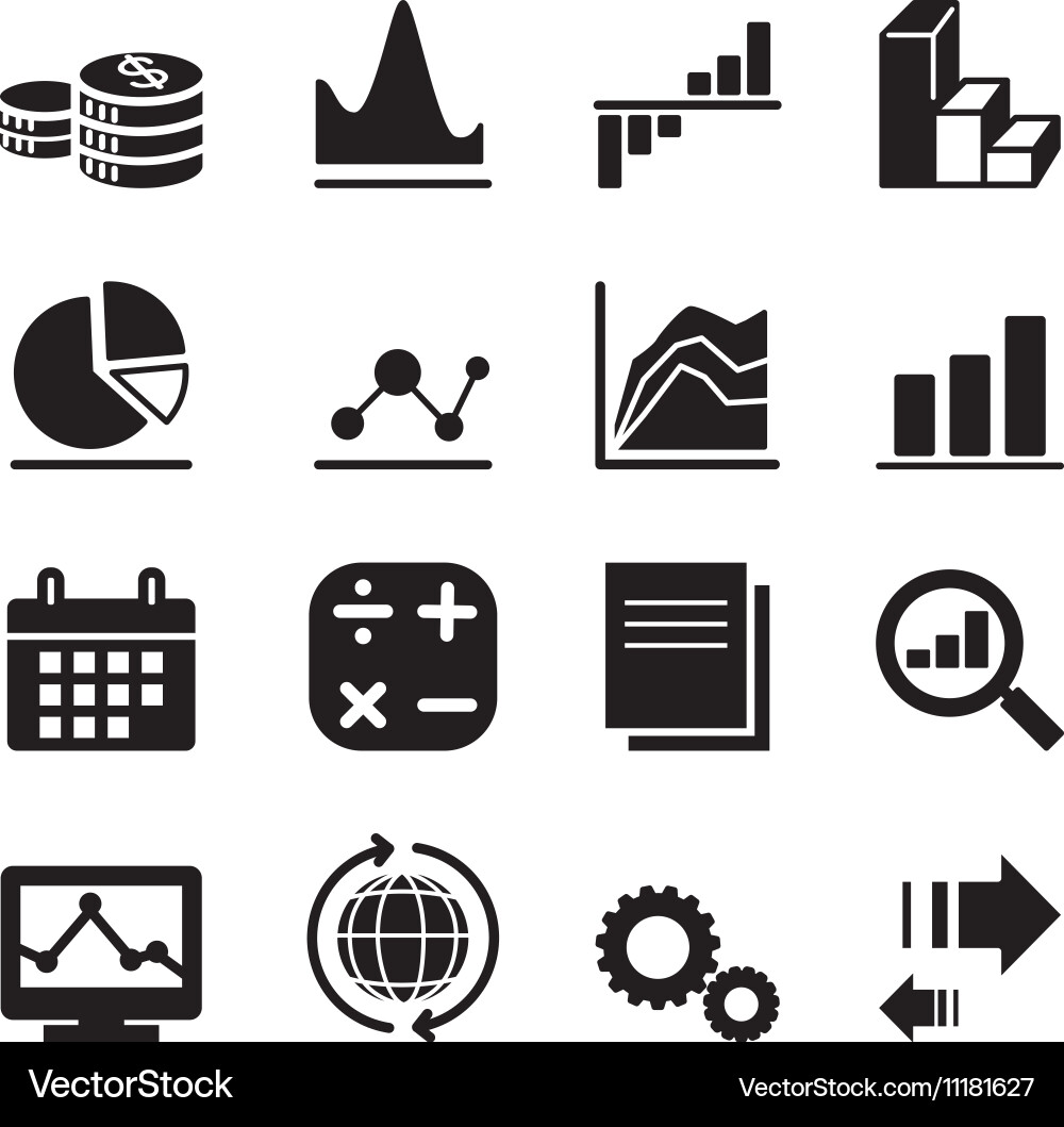 Graph & Chart Icon Set vector image