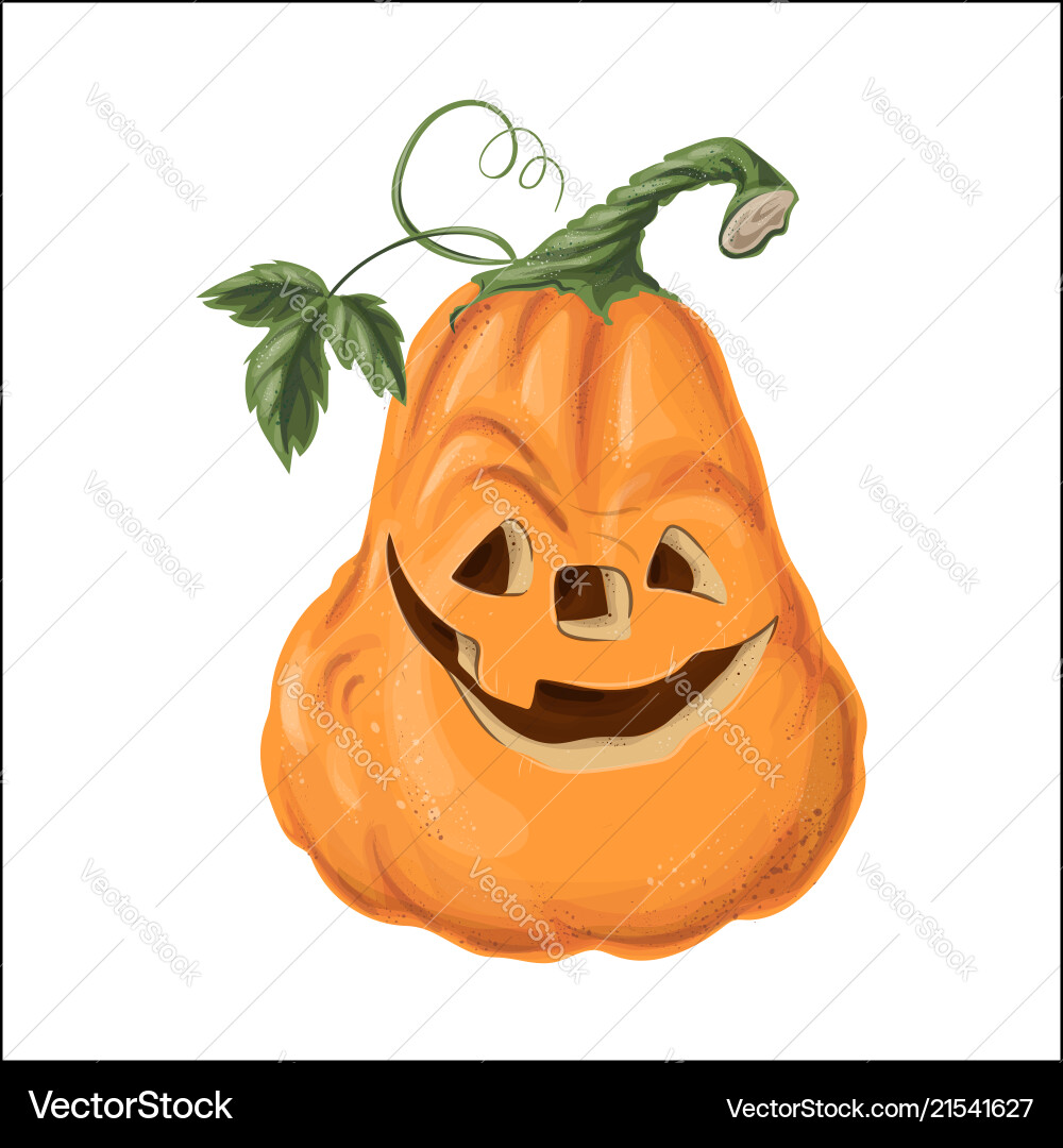 Halloween pumpkin with happy face on white Halloween pumpkin with happy face on white vector image
