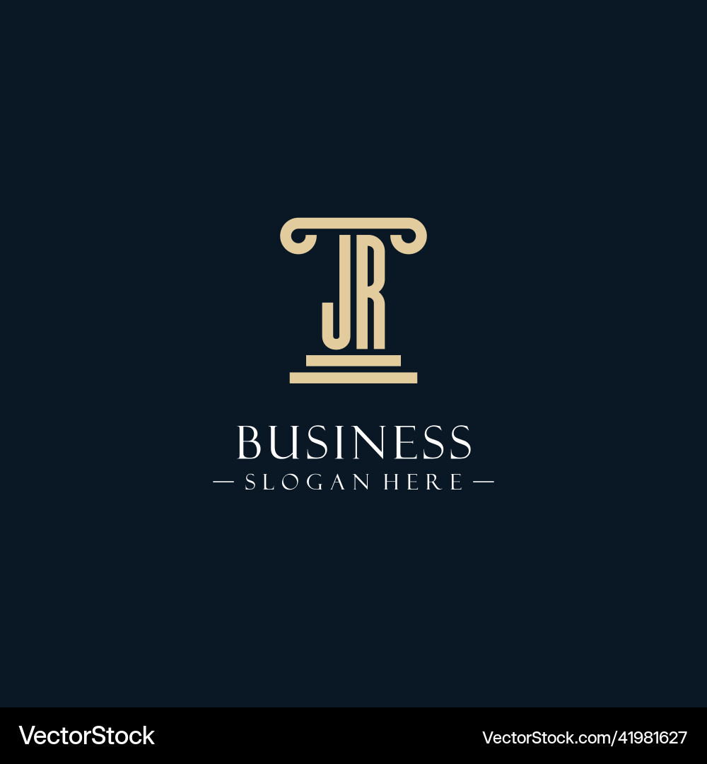 Jr initial monogram logos with pillar shapes style Vector Image