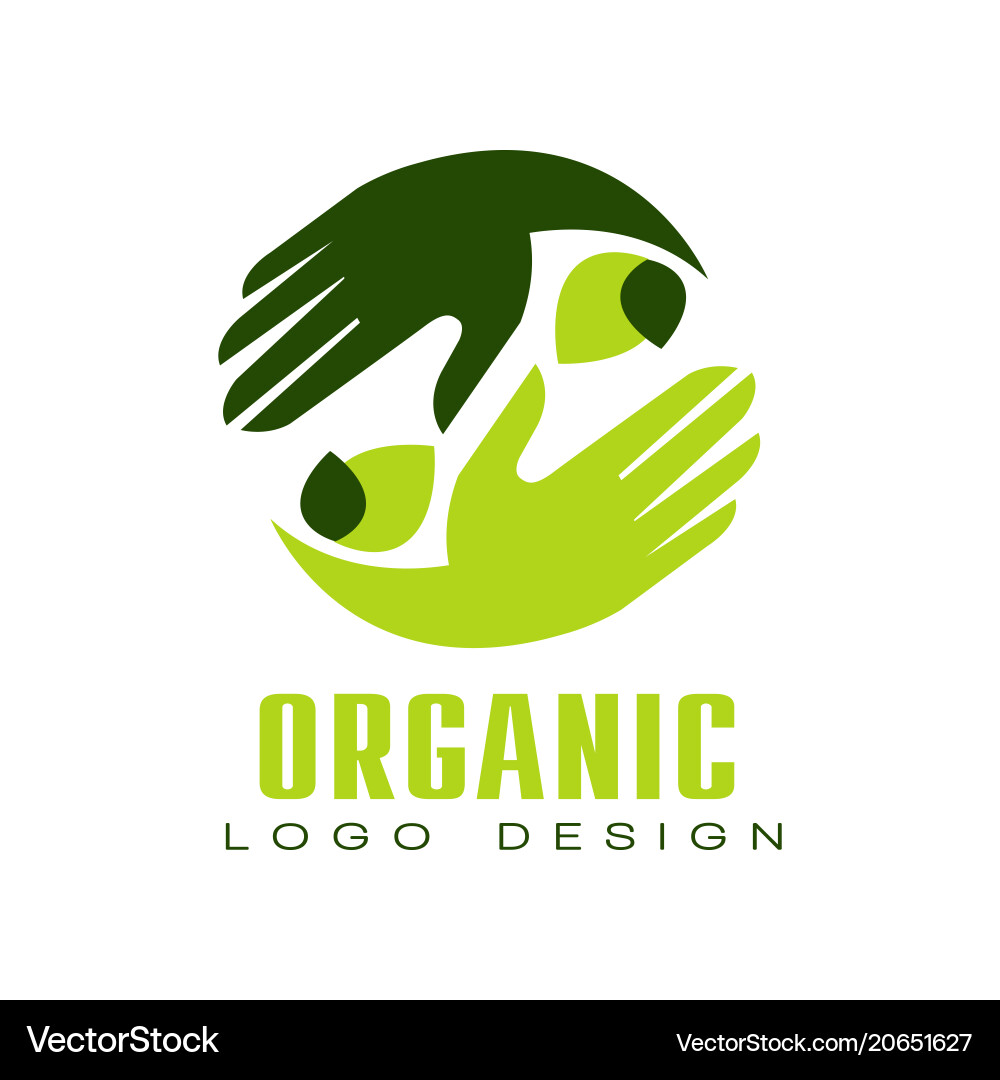Organic logo design healthy premium quality food Organic logo design healthy premium quality food vector image