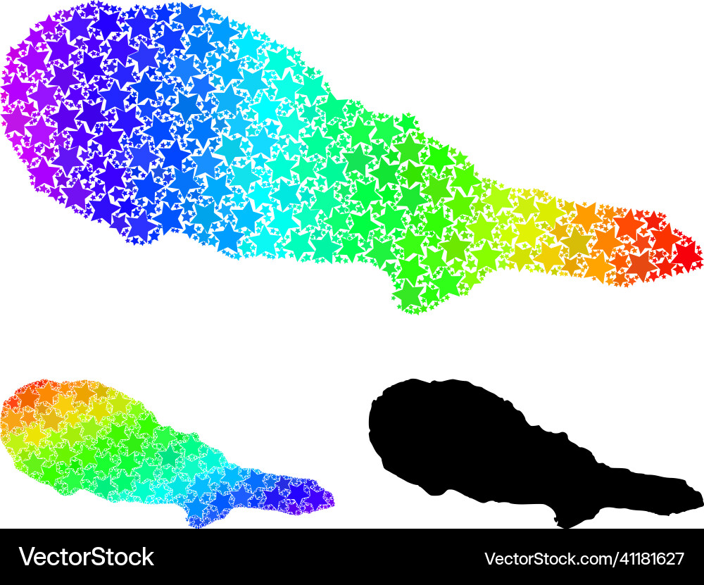 Rainbow gradient star mosaic map of pico island vector image