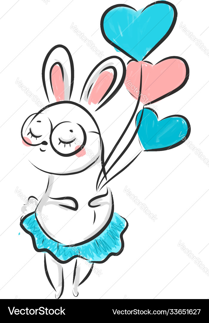 Süße Kaninchen Kawaii Hase Mädchen mit Ballons Süße Kaninchen Kawaii Hase Mädchen mit Ballons vektorbild