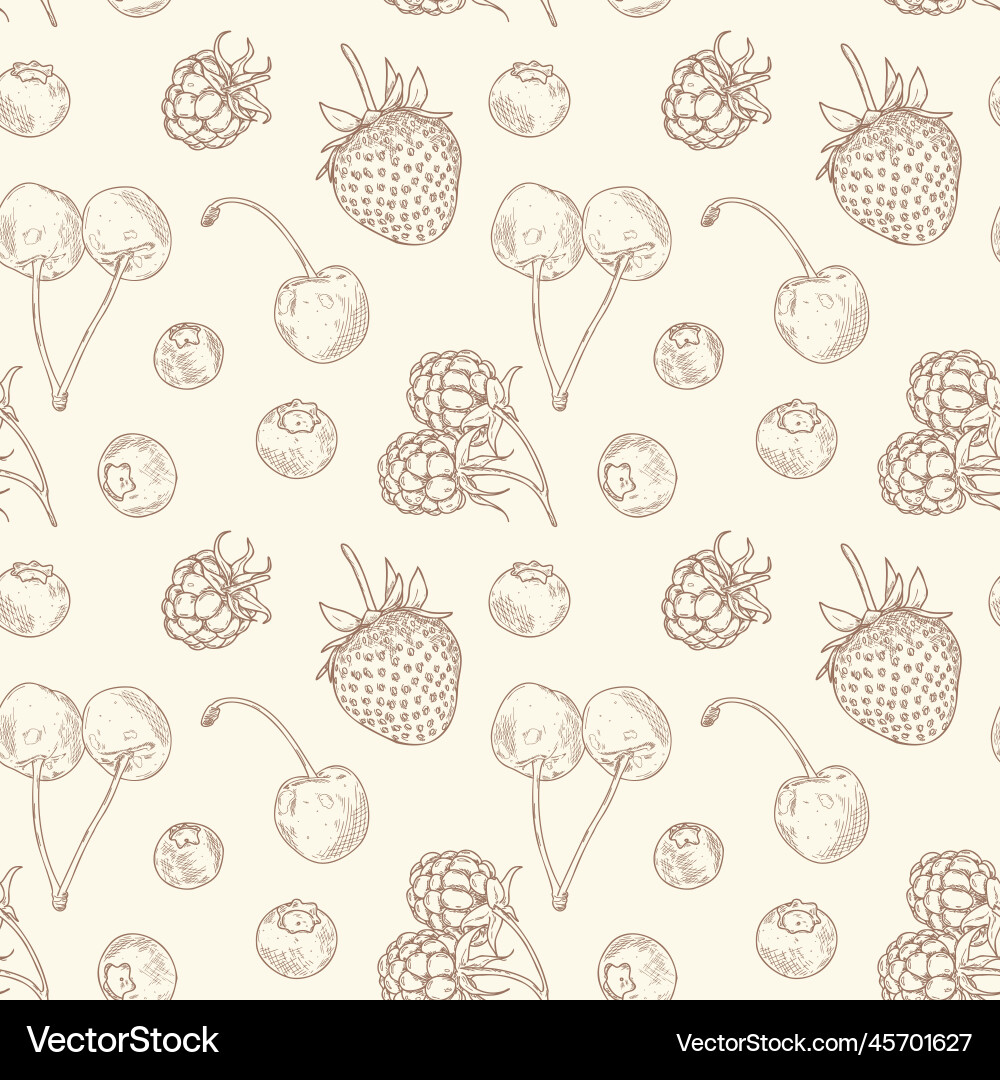 Seamless pattern with cherry strawberry raspberry Seamless pattern with cherry strawberry raspberry vector image