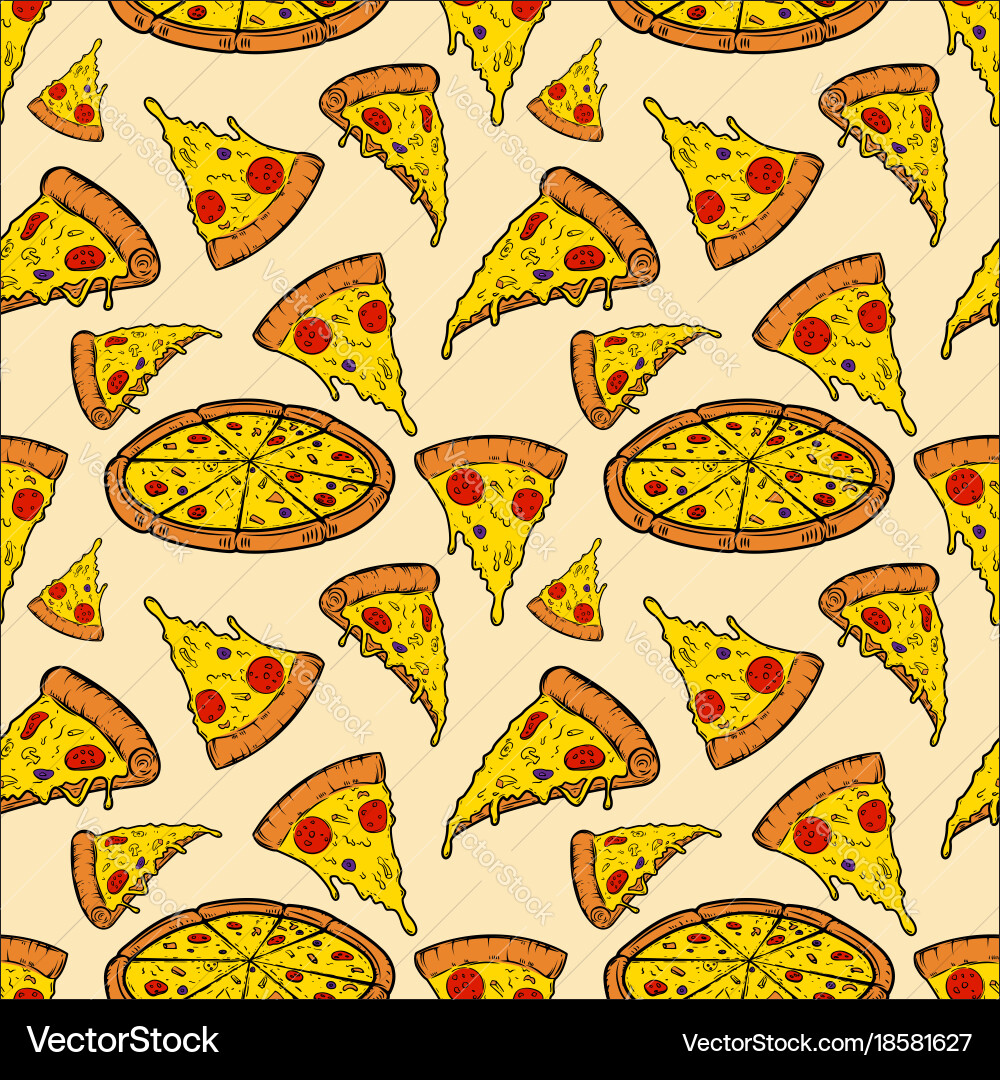 Seamless pattern with pizza vector image