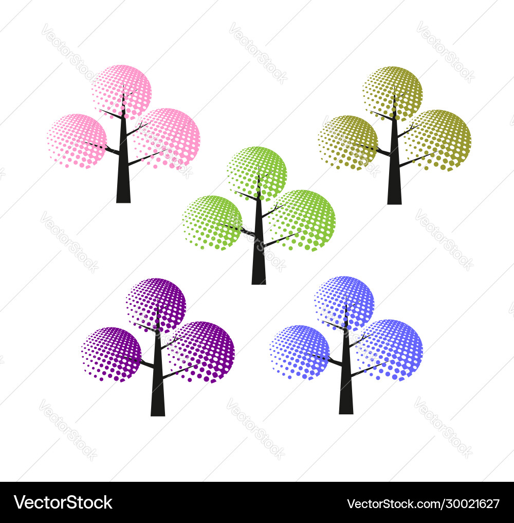 Set abstract simple colorful digital network tree Set abstract simple colorful digital network tree vector image