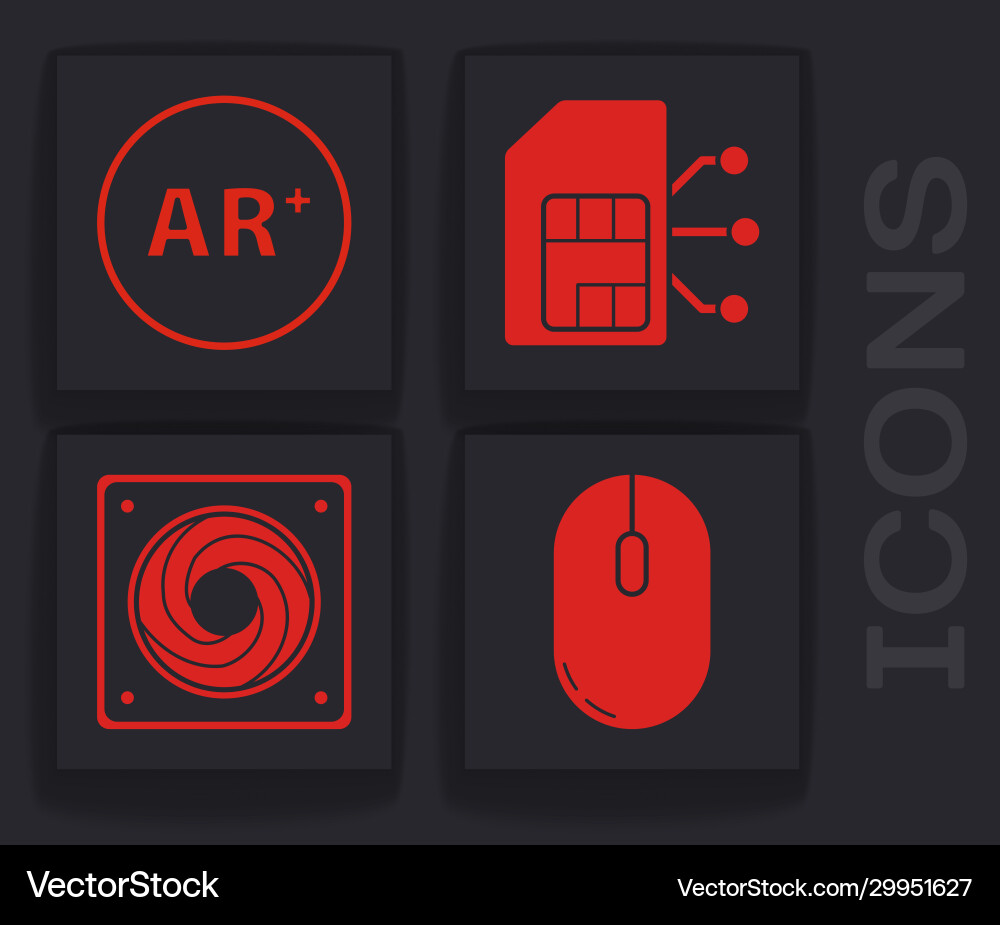 Set computer mouse ar augmented reality sim Set computer mouse ar augmented reality sim vector image