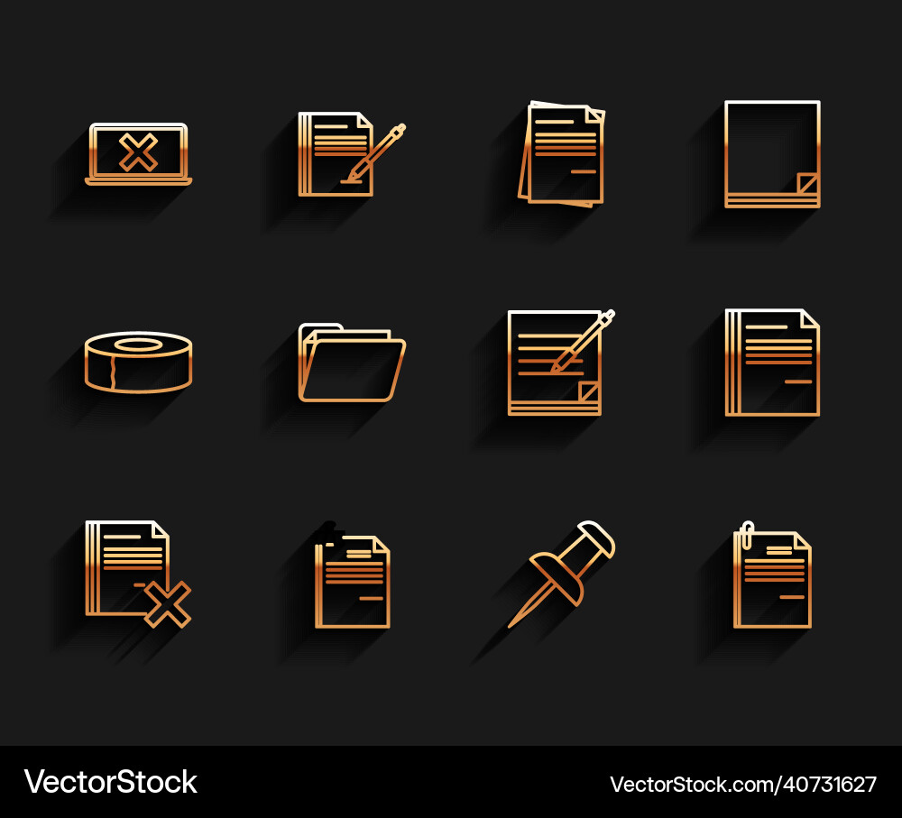 Set line delete file document and binder Set line delete file document and binder vector image