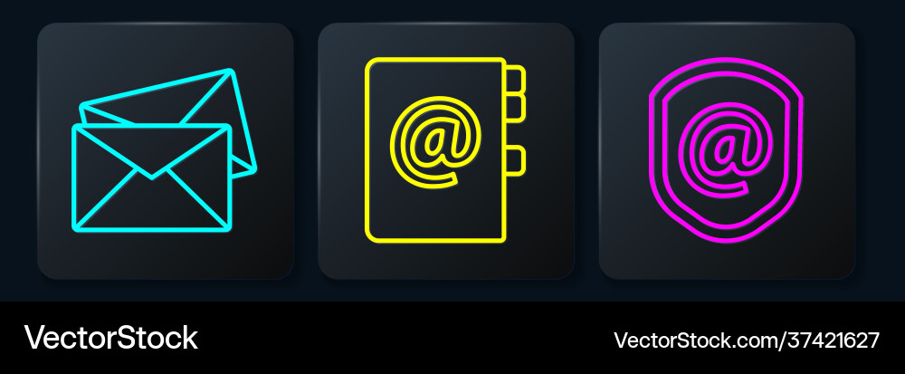 Set line envelope shield with mail and e-mail Set line envelope shield with mail and e-mail vector image
