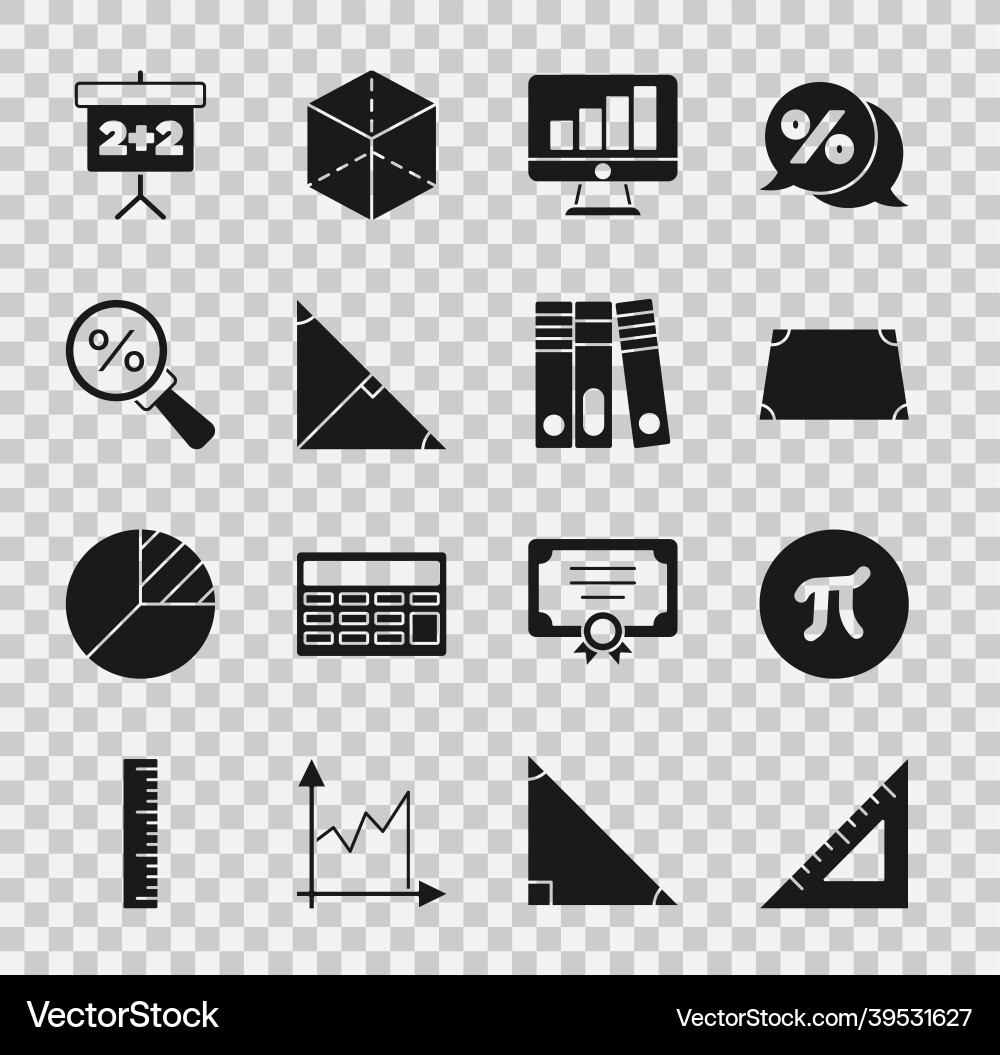 Set triangular ruler pi symbol acute trapezoid vector image