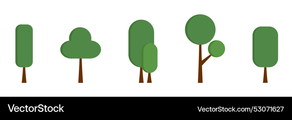 Simple flat design tree icons set Vector Image
