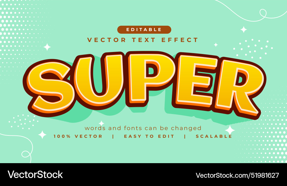 Super bold font text effect style vector image