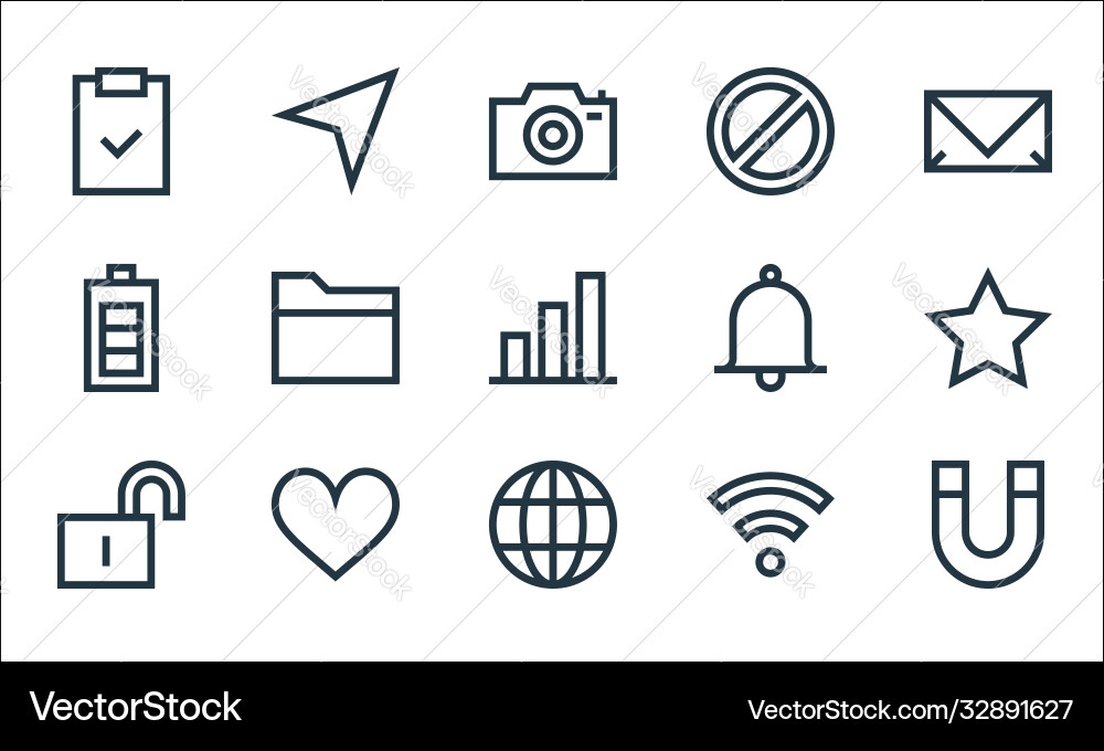 Web essentials line icons linear set quality Web essentials line icons linear set quality vector image