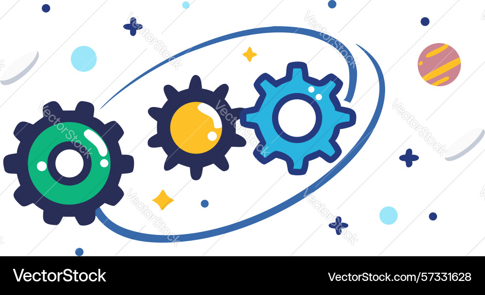Abstract gears in motion for process and progress vector image