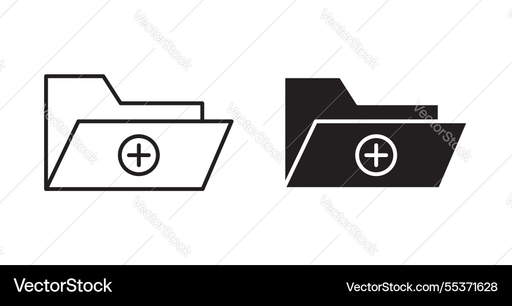 Add folder icon set in thin line for web Add folder icon set in thin line for web vector image