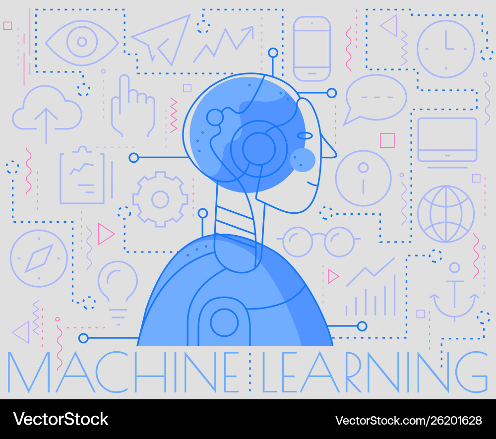 Artificial Intelligence Robot Learning Artificial Intelligence Robot Learning vector image