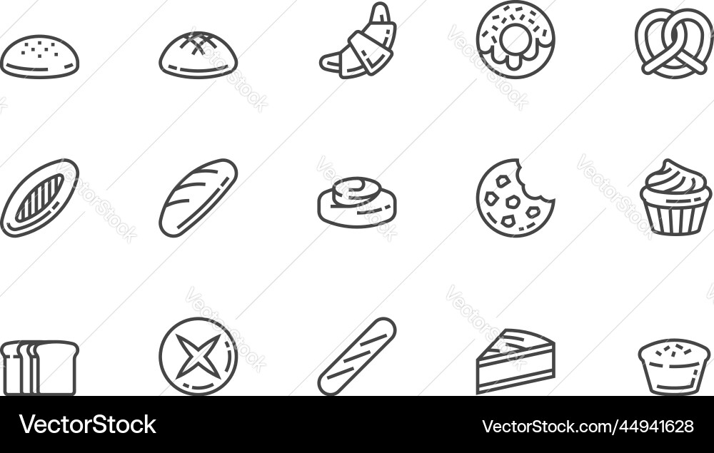 Bakery line icons set