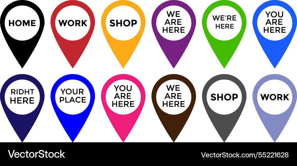 Bas location pin icon set map icons Vector Image