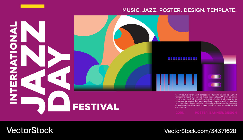 Bunte internationale Jazz Day Poster und Banner Bunte internationale Jazz Day Poster und Banner vektorbild