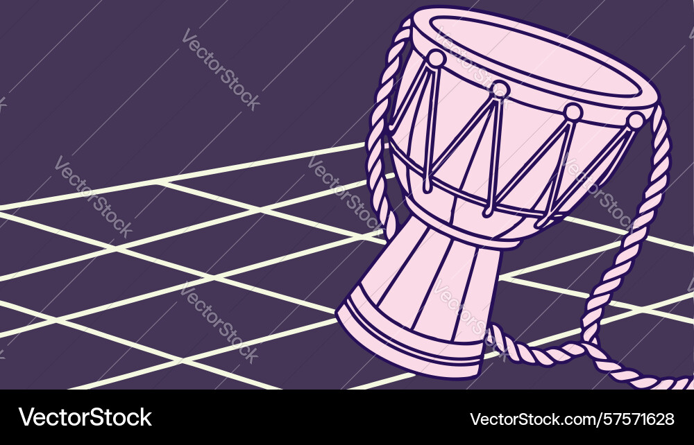 Djembe drum in abstract grid pattern art design vector image