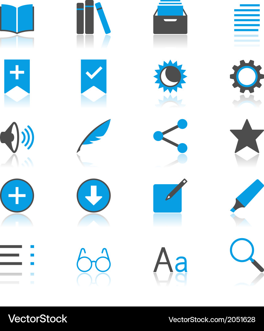 E-Reader with Reflection Icons Vector Image