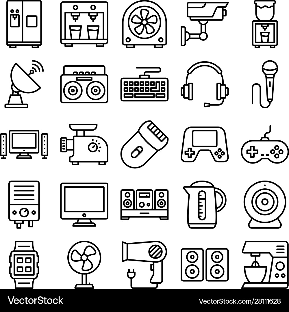 Electronics isolated icons set every singl Electronics isolated icons set every singl vector image