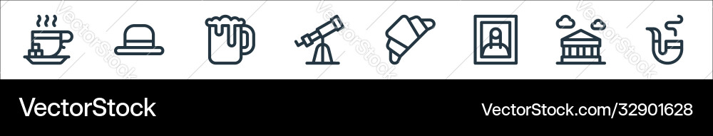 Europe line icons linear set quality Europe line icons linear set quality vector image
