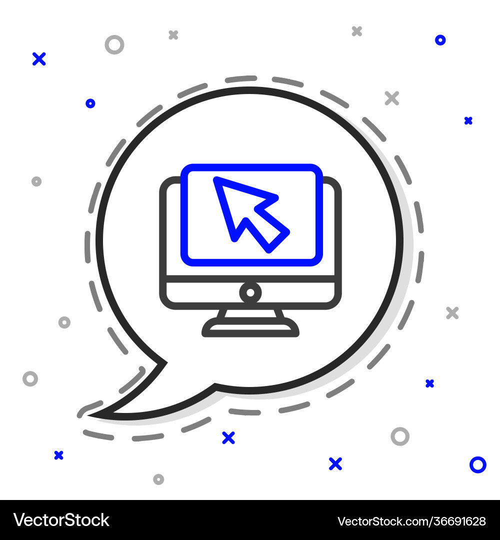 Line computer monitor and cursor icon isolated Line computer monitor and cursor icon isolated vector image