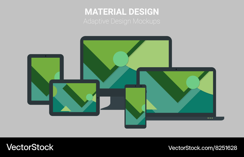 Material design concept of responsive and adaptive vector image