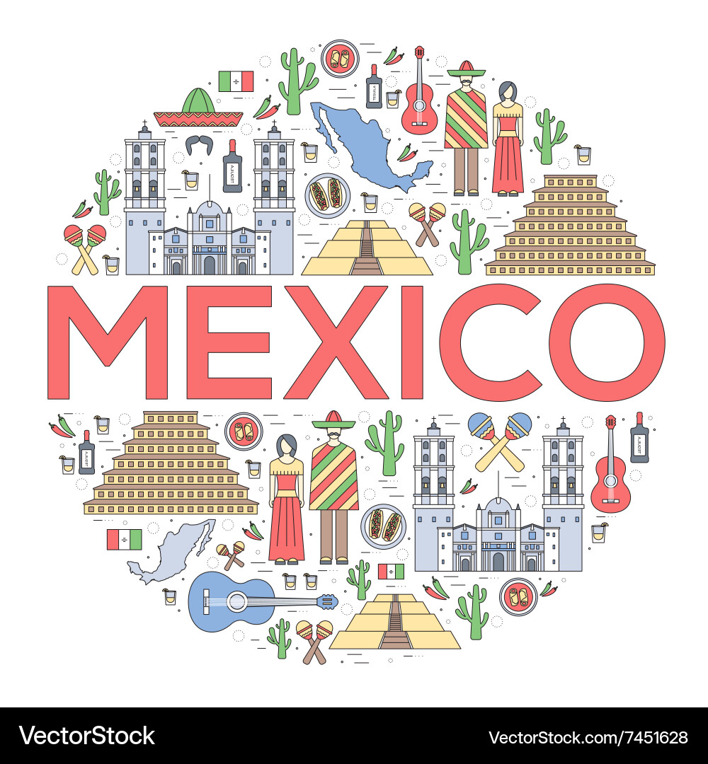 Mexico Travel & Vacation Concepts Vector Image