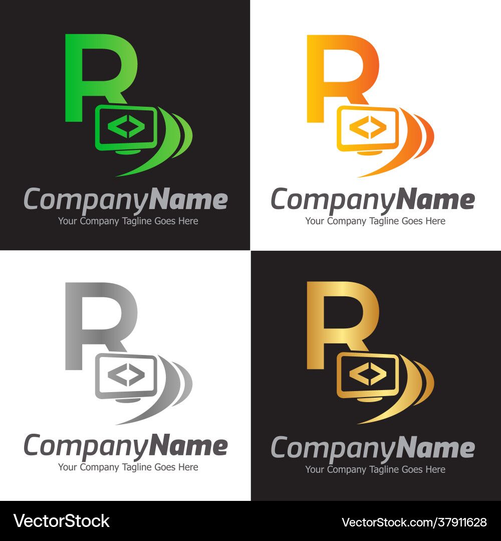 Programmiercode und Computermonitor-Logo Vektorbild