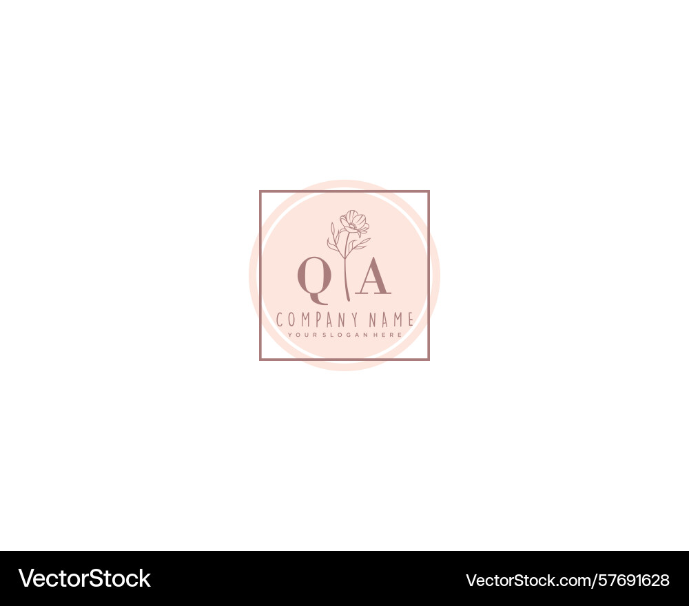 Qa initial logo design with floral Vector Image