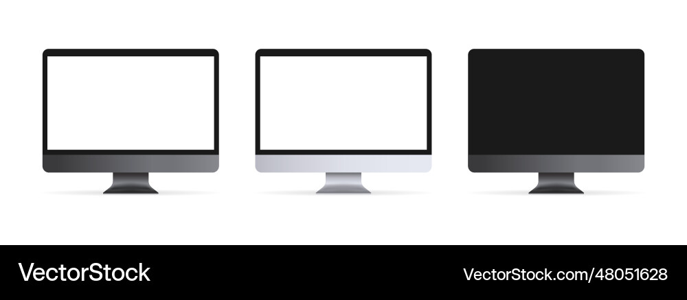 Realistic desktop computer with blank display pc vector image