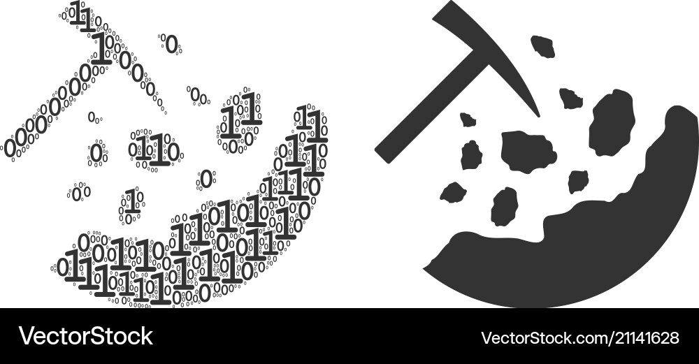 Rocks mining collage of binary digits Rocks mining collage of binary digits vector image
