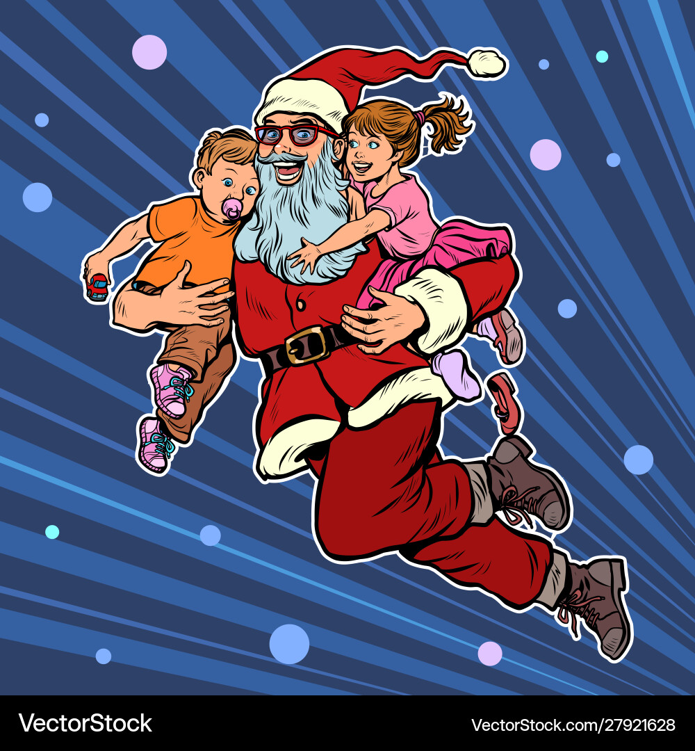 Santa claus with children christmas and new year Santa claus with children christmas and new year vector image