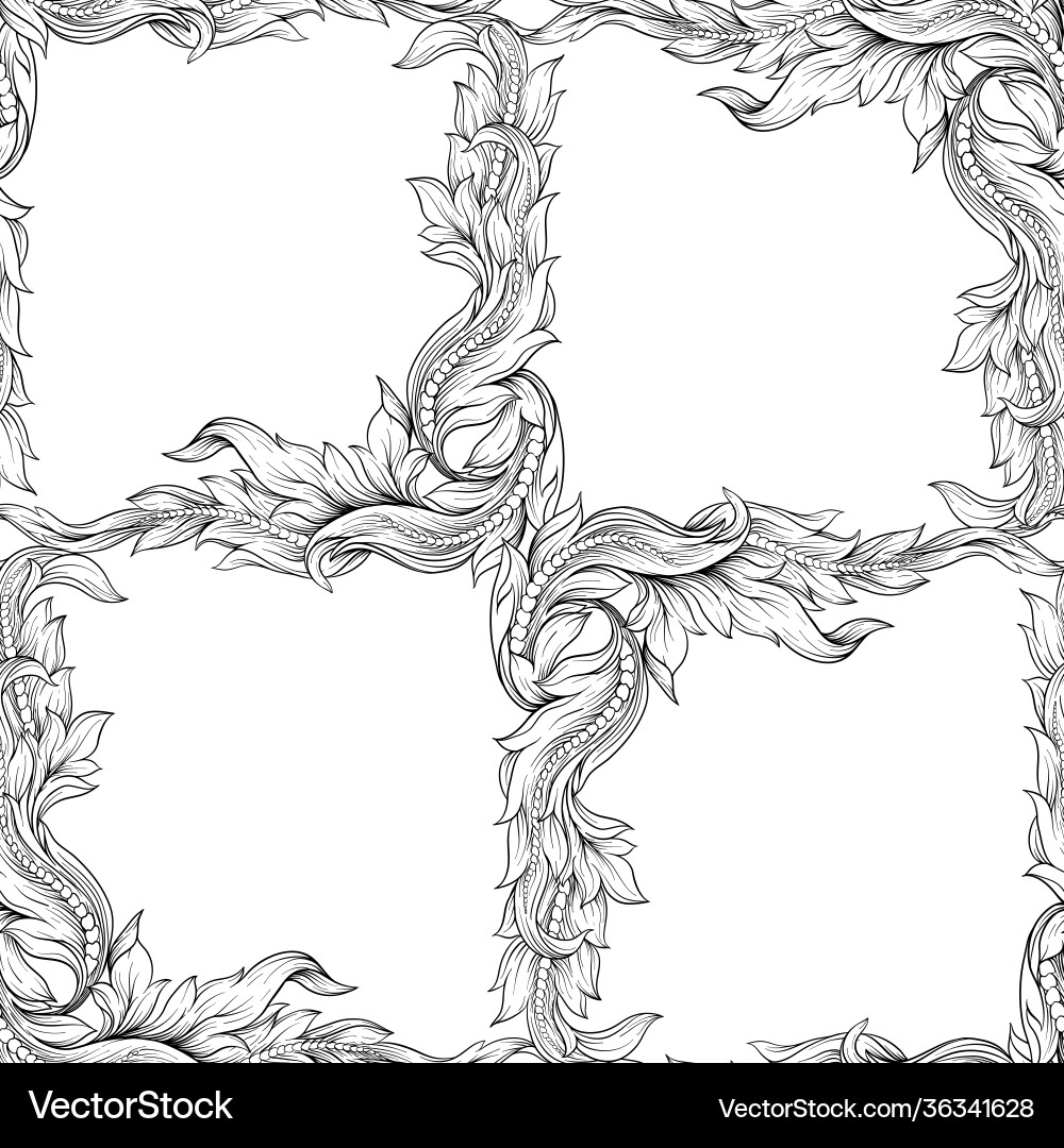 Seamless pattern background in baroque rococo Seamless pattern background in baroque rococo vector image