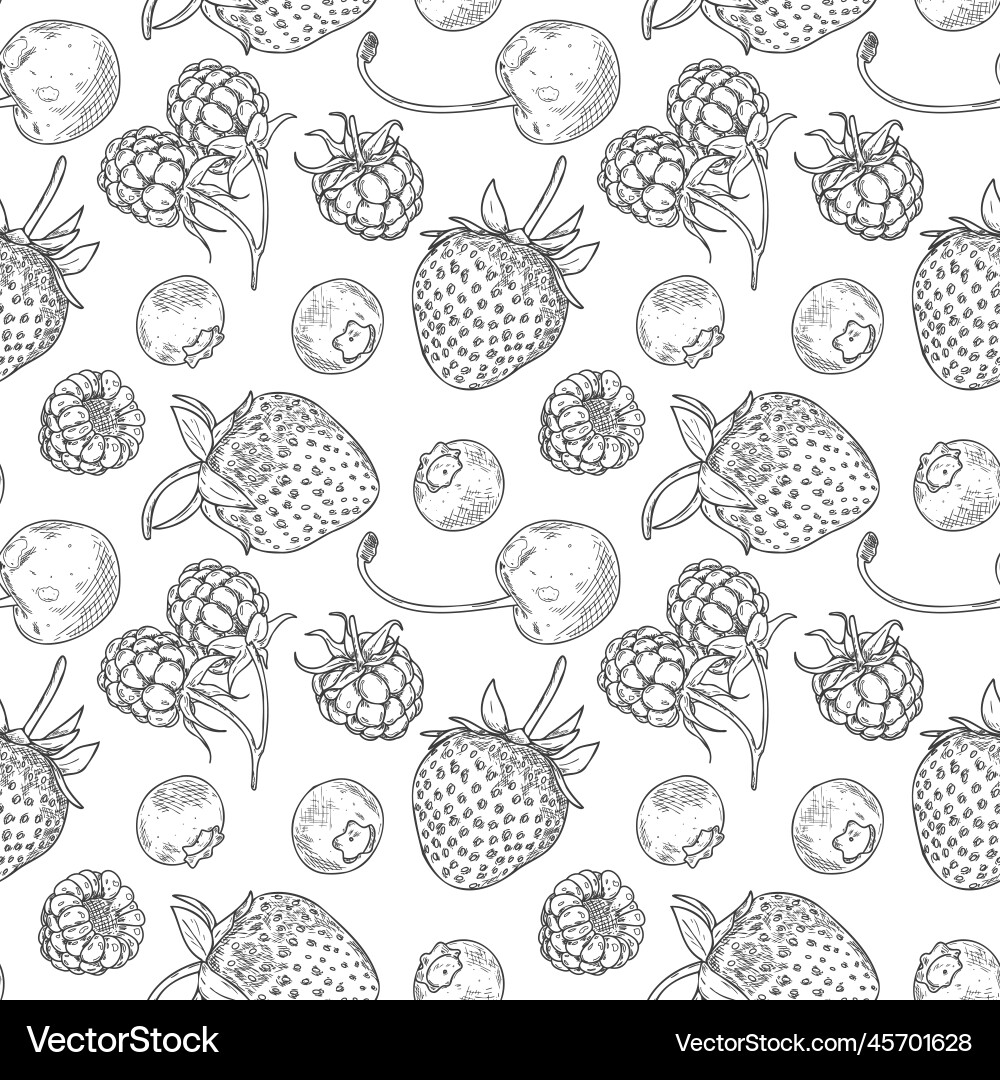Seamless pattern with cherry strawberry raspberry Seamless pattern with cherry strawberry raspberry vector image