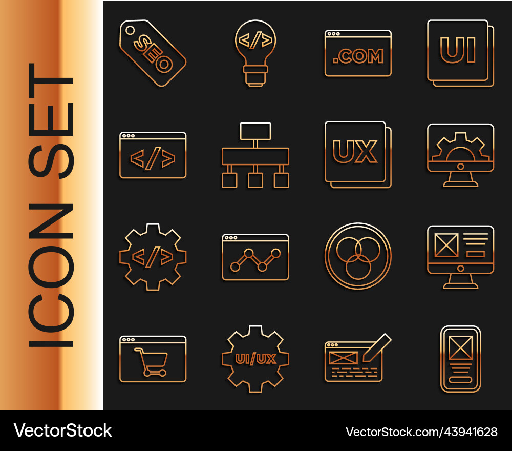 Set line ui or ux design web development site map Set line ui or ux design web development site map vector image